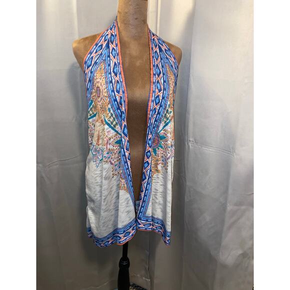 Flying Tomato Tops - Flying Tomato Boho Halter Top M/L Open Front Tribal Print Lightweight